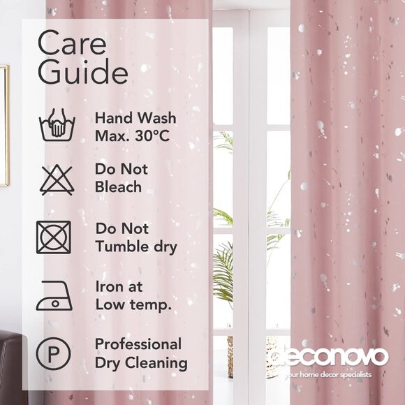 New Deconovo Mauve Rose Purple Silver Foil Blackout  Curtains - Picture 4 of 14